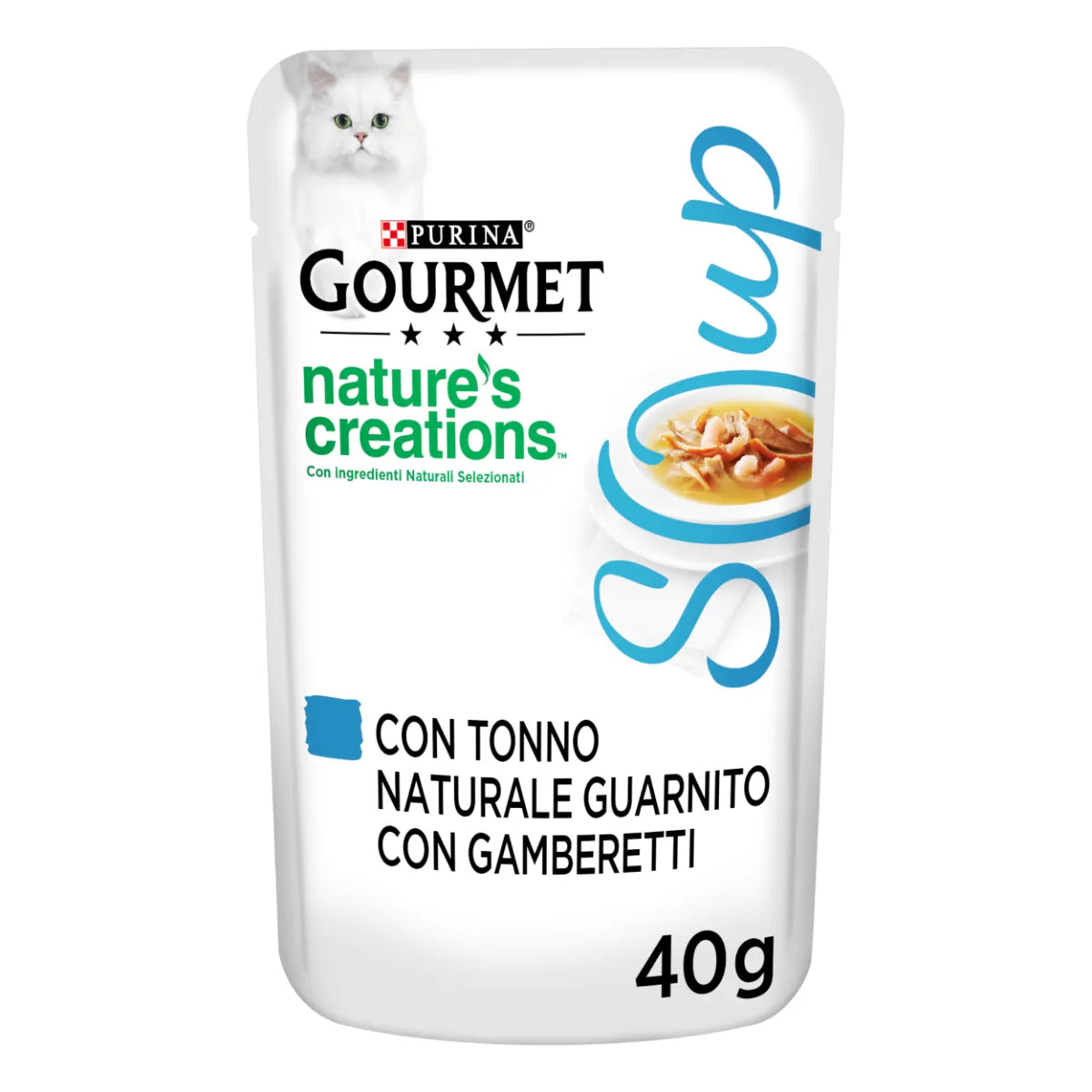 PURINA GOURMET SOUP BUSTINE CON TONNO E GAMBERETTI 40 GR.