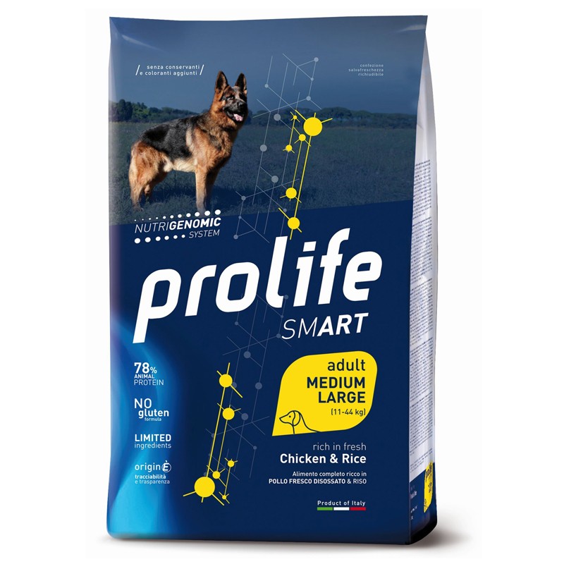PROLIFE MEDIUM ADULT LARGE RICCO DI POLLO E RISO 2,5 KG.