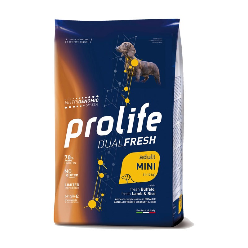 PROLIFE MINI ADULT RICCO IN BUFALO E AGNELLO E RISO KG 2.