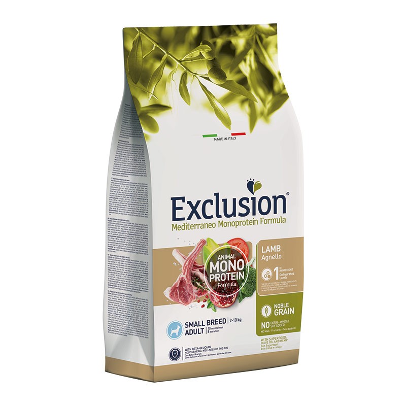 EXCLUSION NOBLE GRAIN SMALL BREED ADULT CON AGNELLO 7 KG.