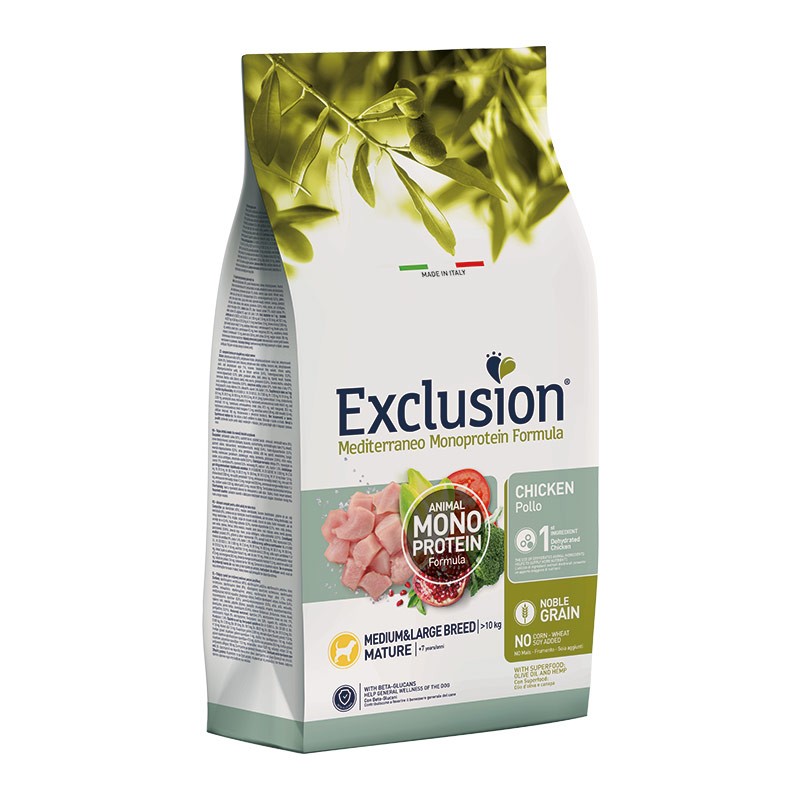 EXCLUSION NOBLE GRAIN MEDIUM&LARGE BREED MATURE CON POLLO 3 KG.