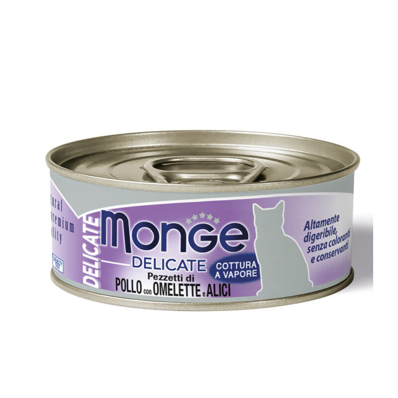 MONGE NATURAL CON POLLO OMELETTE E ALICI 80 GR.