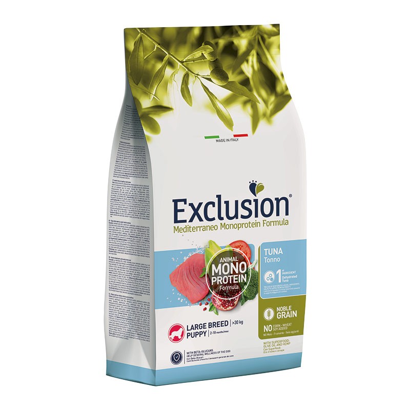 EXCLUSION PUPPY LARGE BREED CON TONNO 12 KG.