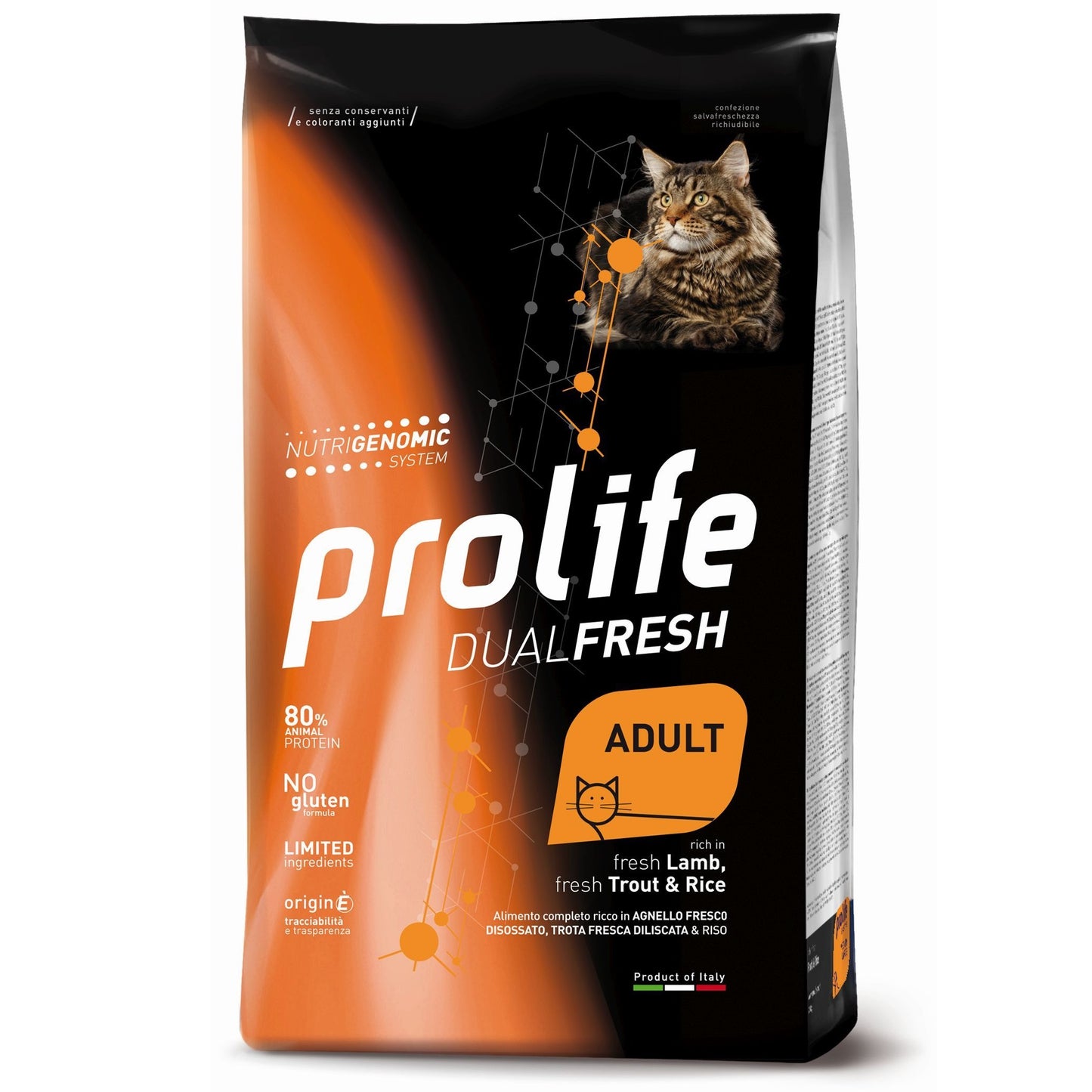 PROLIFE DUALFRESH GATTO ADULT RICCO IN AGNELLO TROTA E RISO 7 KG.