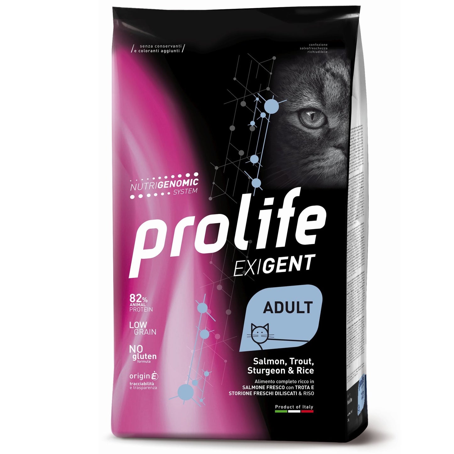 PROLIFE EXIGENT GATTO ADULT CON SALMONE TROTA E STORIONE 1,5 KG.
