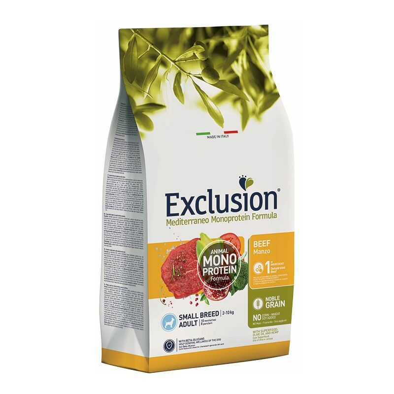 EXCLUSION NOBLE GRAIN SMALL ADULT CON MANZO 500 GR.