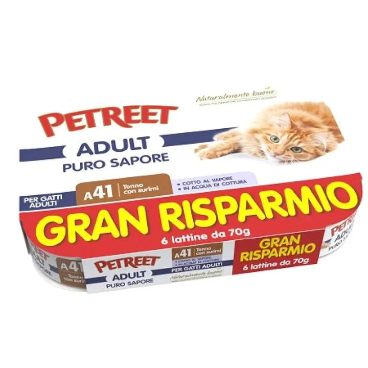 PETREET ADULT TONNO CON SURIMI 6 X 70 GR