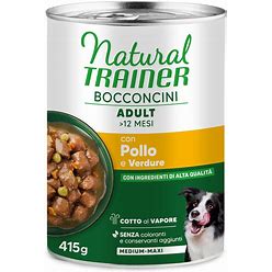 NATURAL TRAINER ADULT BOCCONCINI MEDIUM&MAX CON POLLO E VERDURA 415 GR.