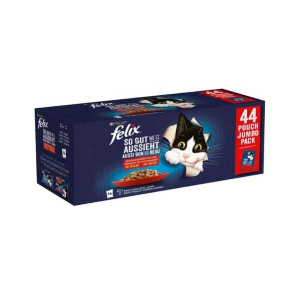 PURINA LE GHIOTTONERIE FELIX 44 X 85 GR BOCCONCINI IN GELATINA CON MANZO,POLLO,ANATRA,AGNELLO