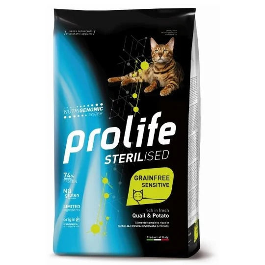 PROLIFE GRAIN FREE STERILIZZATO RICCO IN QUAGLIA E PATATE 7 KG.