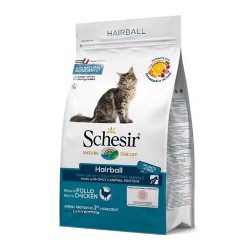 SCHESIR GATTO HAIRBALL RICCO IN POLLO 1,5 KG.