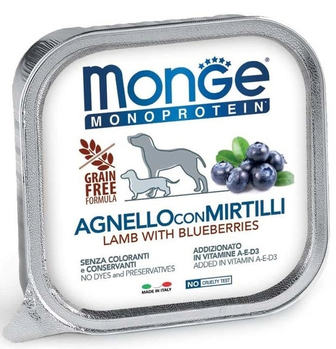 MONGE SOLO MONOPROTEICO CON AGNELLO E MIRTILLO 150 GR.