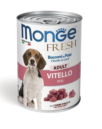 MONGE FRESH BOCCONI PATE' CON VITELLO ADULT GR 400.