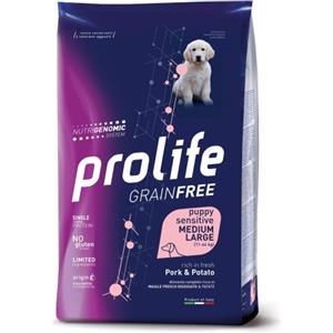 PROLIFE GRAIN FREE PUPPY MEDIUM LARGE RICCO IN MAIALE E PATATE 2,5 KG.