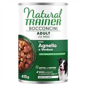 NATURAL TRAINER WET BOCCONCINI MEDIUM MAX CON AGNELLO E VERDURE 415 GR.