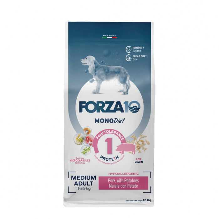 FORZA 10 MONO DIET MEDIUM ADULT CON MAIALE E PATATE 12 KG