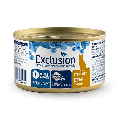 EXCLUSION CAT STERILIZZATO CON MANZO 85 GR.