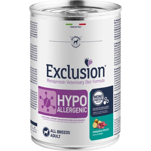EXCLUSION HIP ALLERGENIC ADULT 400 GR CON CONIGLIO E PATATE.