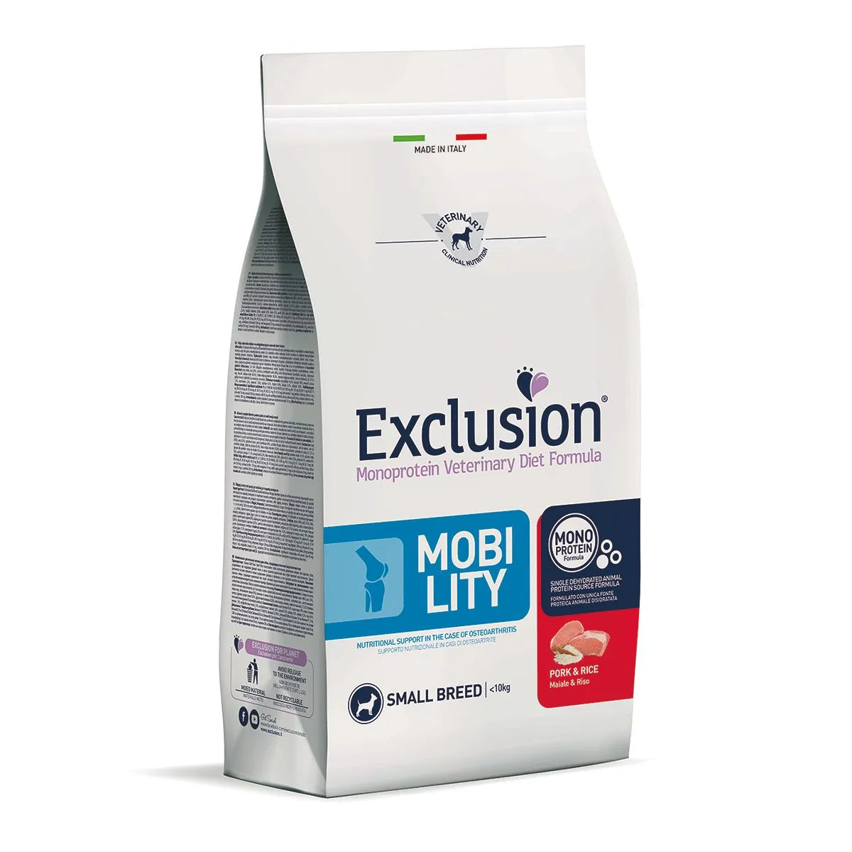 EXCLUSION MOBILITY SMALL BREEDS ADULT CON MAIALE E RISO 2 KG.