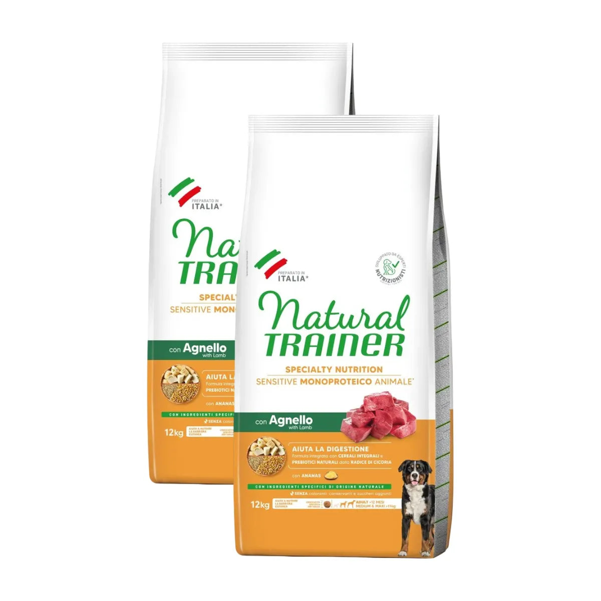 NATURAL TRAINER MEDIUM MAX CON AGNELLO E CEREALI INTEGRALI 3 KG.