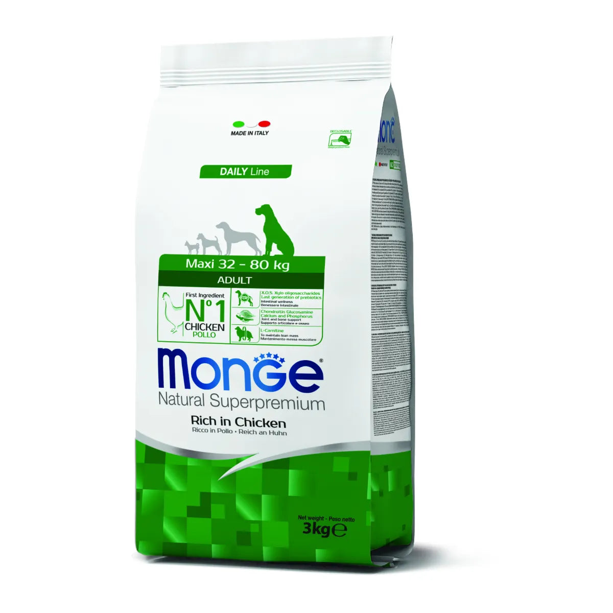 MONGE NATURAL SUPERPREMIUM MAXI ADULT RICCO DI POLLO 12 KG.