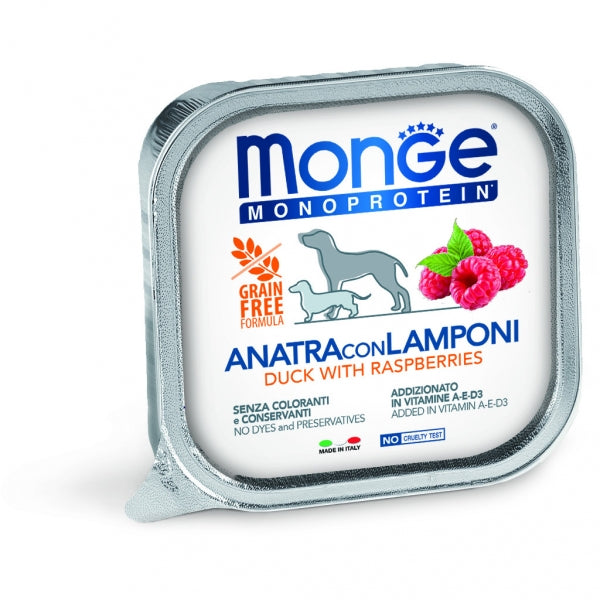 MONGE SOLO MONOPROTEICO CON ANATRA E LAMPONI GR 150.