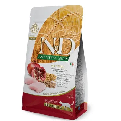 FARMINIA N&D ANCESTRAL NEUTERED ADULT CON POLLO E MELOGRANO 5 KG