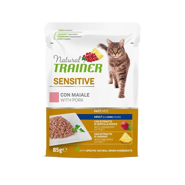 NATURAL TRAINER CAT BUSTINE SENSITIVE CON MAIALE 85 GR.