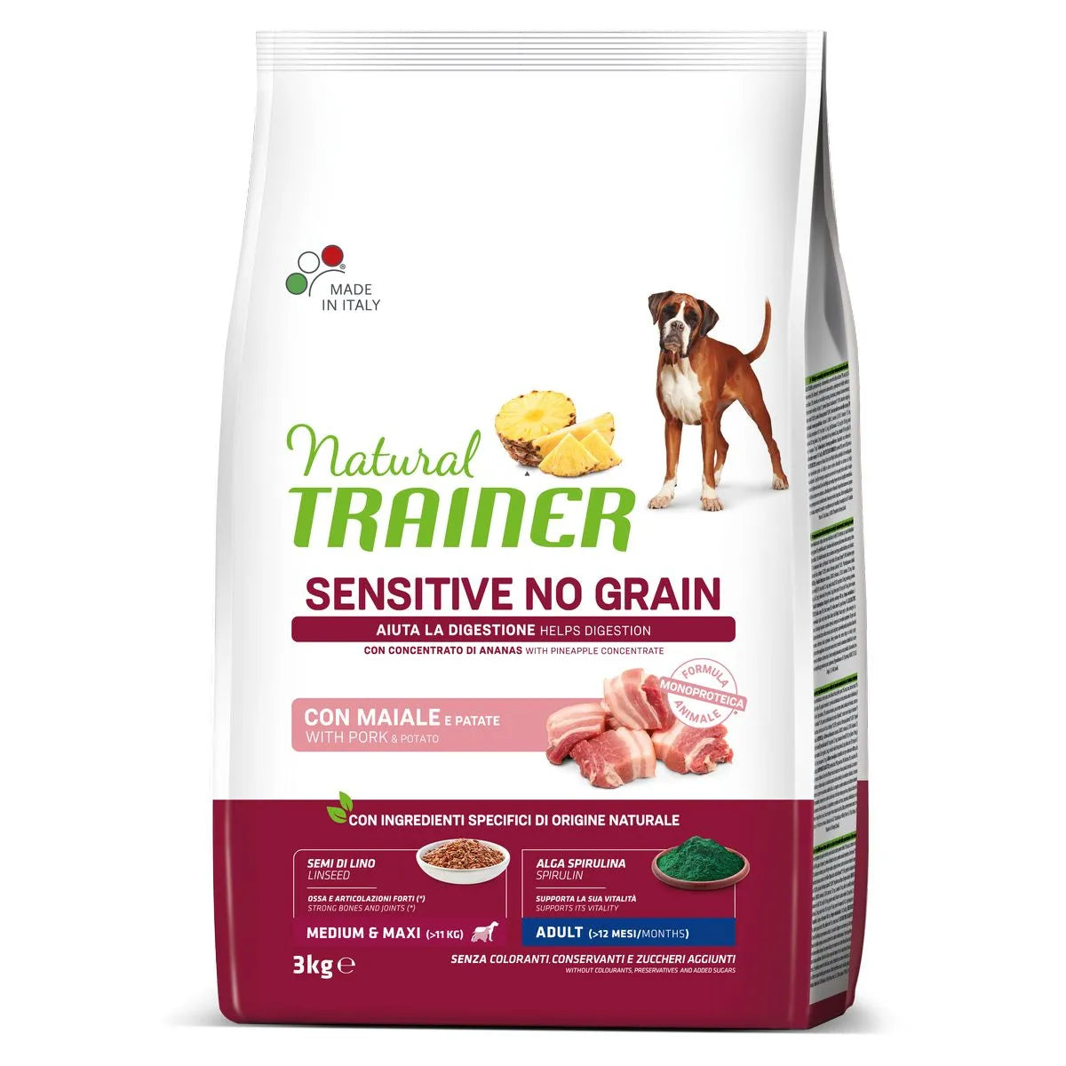 NATURAL TRAINER MEDIUM MAX CON MAIALE E PATATE 3 KG.