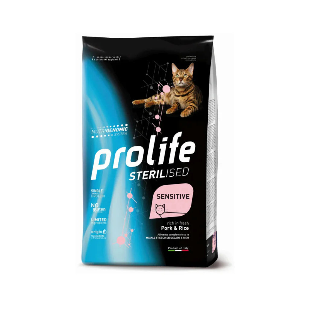 PROLIFE SENSITIVE STERILISED CON MAIALE E RISO 1,5 KG.