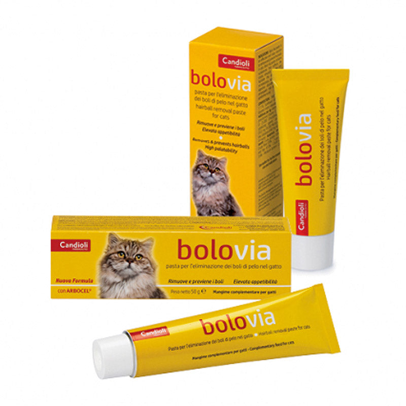 CANDIOLI BOLO VIA PASTA PER GATTI PER L'ELIMINAZIONE DEI BOLI DI PELO 50 GR