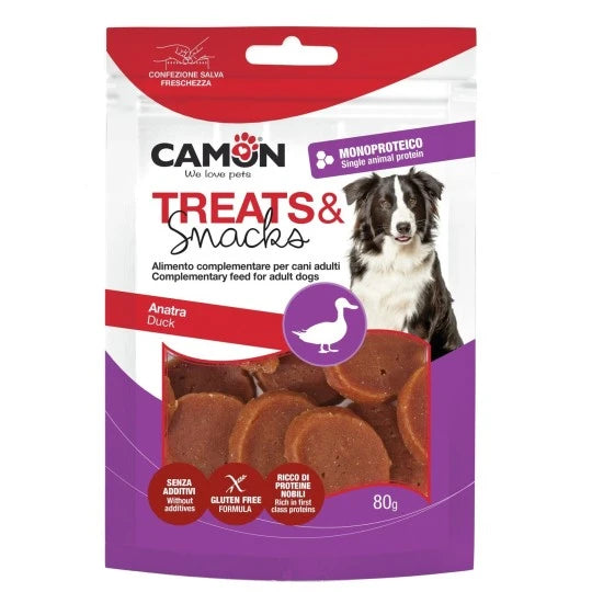 CAMON SNACK MONOPROTEICO MONETINA DI ANATRA GRIGLIATA TREATS & SNACHA 80 GR.