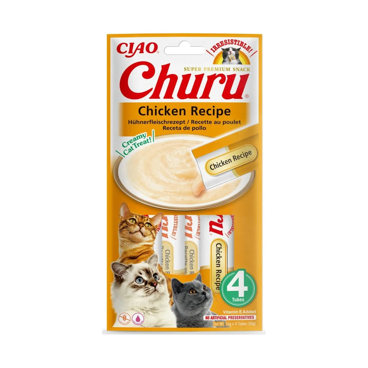 CHURU SNACK GATTO CREMOSO CON POLLO 4 X 14 GR