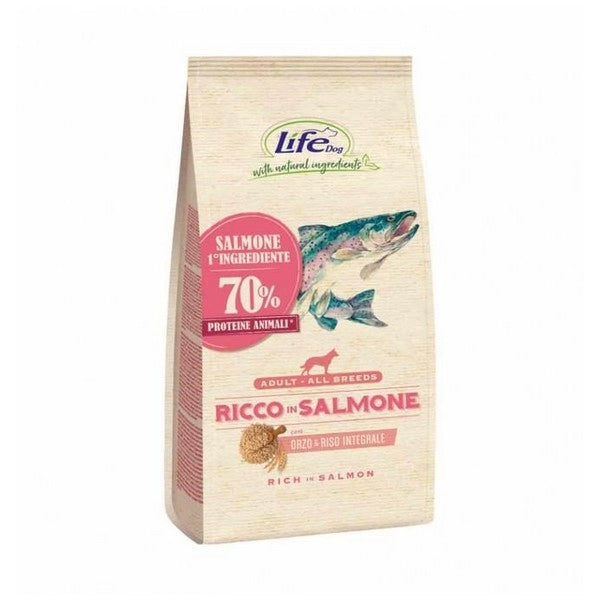 Life Dog Ricco in Salmone – Crocchette per Cani Adulti di Tutte le Taglie 12 kg