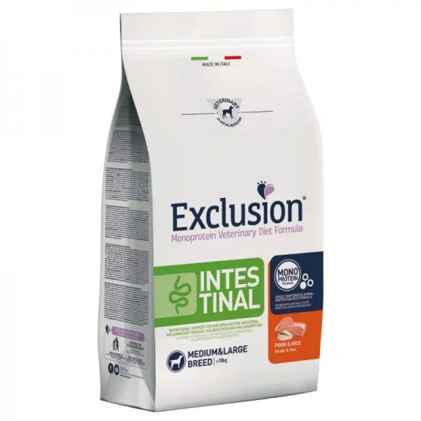 EXCLUSION INTESTINAL MEDIUM&LARGE BREED ADULT CON MAIALE E RISO 2 KG.