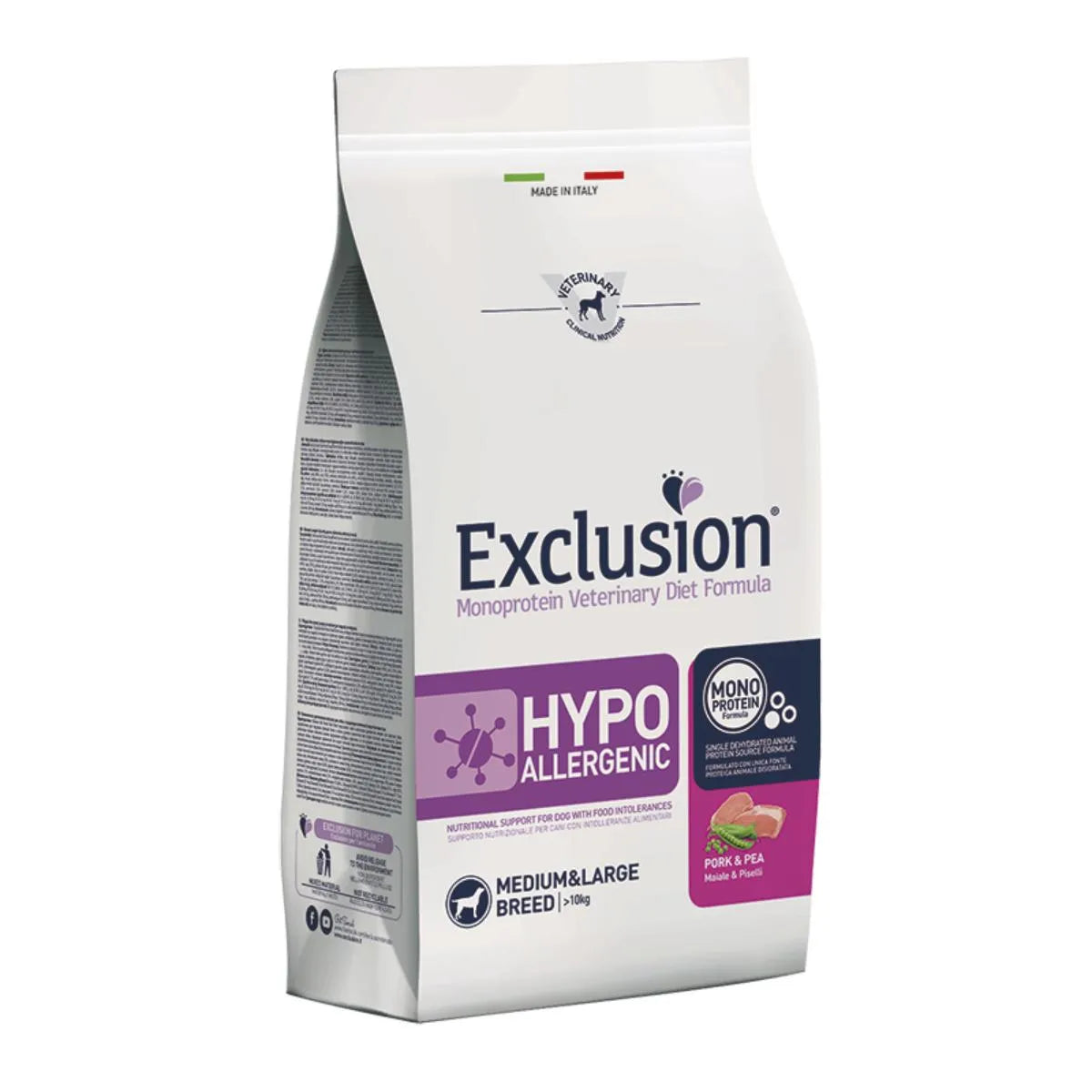 EXCLUSION HYPOALLERGENIC CON MAIALE E PISELLI MEDIUM&LARGE ADULT 2 KG.