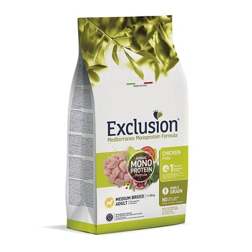 EXCLUSION NOBLE GRAIN MEDIUM BREED ADULT CON POLLO 12 KG.