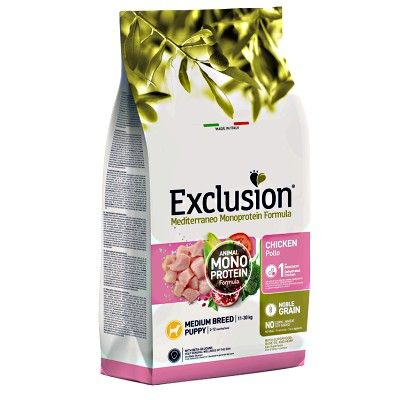 EXCLUSION NOBLE GRAIN MEDIUM BREED PUPPY CON POLLO 3 KG.
