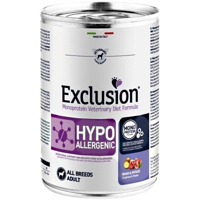 EXCLUSION ADULT HIPOALLERGENICO CON CHINGLIALE E PATATE 400 GR.