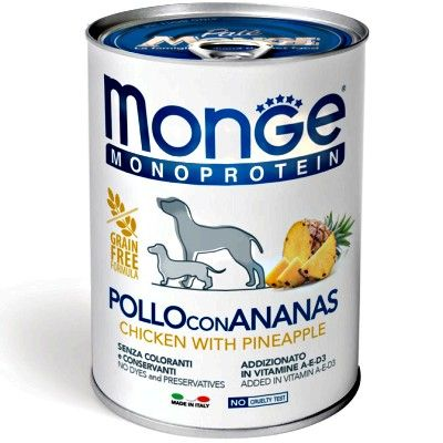 MONGE MONOPROTEICA SOLO POLLO E ANANAS 400 GR.
