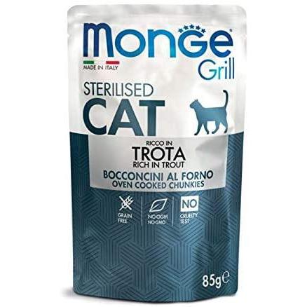 MONGE GRILL CAT STERILIZZATO BOCCONCINI AL FORNO RICCO IN TROTA 85 GR