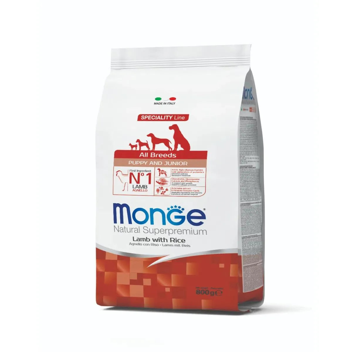 MONGE NATURAL SUPERPREMIUM PUPPY ALL BREEDS CON AGNELLO 800 GR.