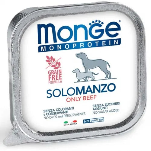 MONGE SOLO MONOPROTEICO CON MANZO 150 GR.