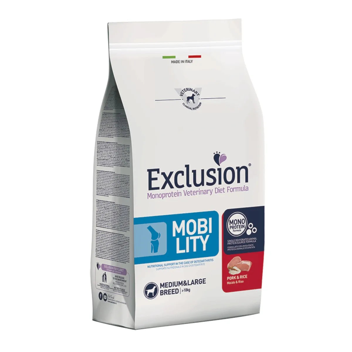 EXCLUSION MOBILITY MEDIUM&LARGE ADULT CON MAIALE E RISO 12 KG.