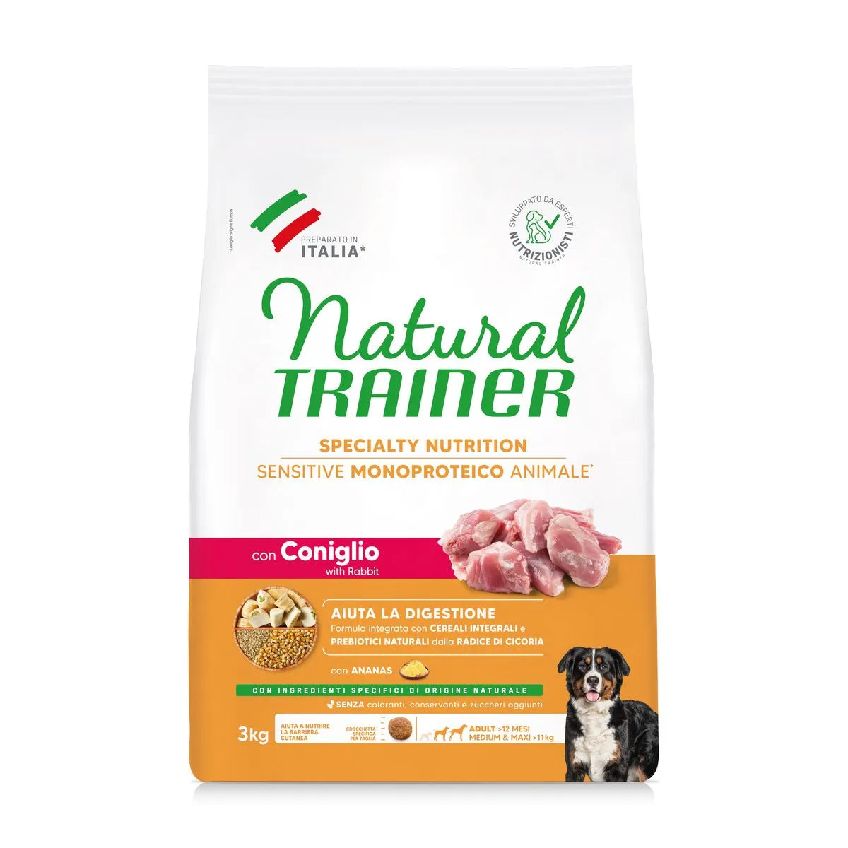 NATURAL TRAINER ADULT CON CONIGLIO E CEREALI INTEGRALI KG 3.