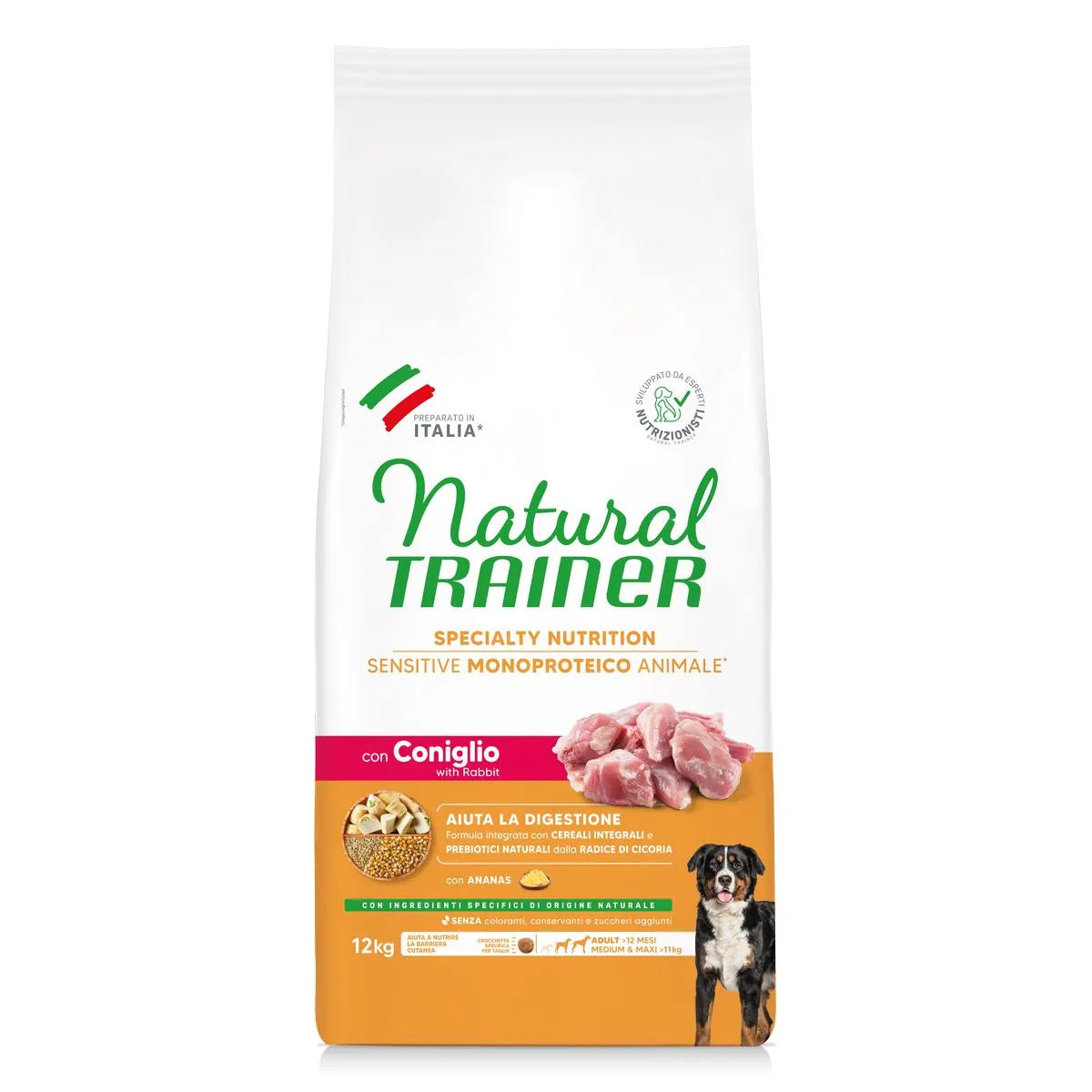 NATURAL TRAINER ADULT CON CONIGLIO E CEREALI INTEGRALI KG 12.