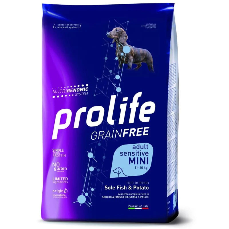 PROLIFE GRAIN FREE ADULT MINI CON SOGLIOLA E PATATE 7 KG.
