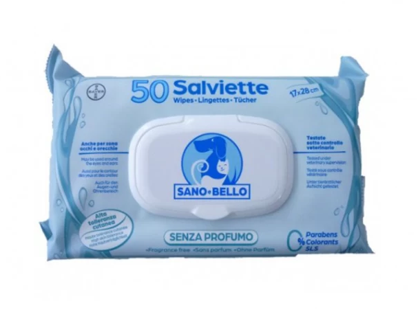 ELENCO SANO + BELLO 50 SALVIETTINE SENZA PROFUMO 17 X 28 CM