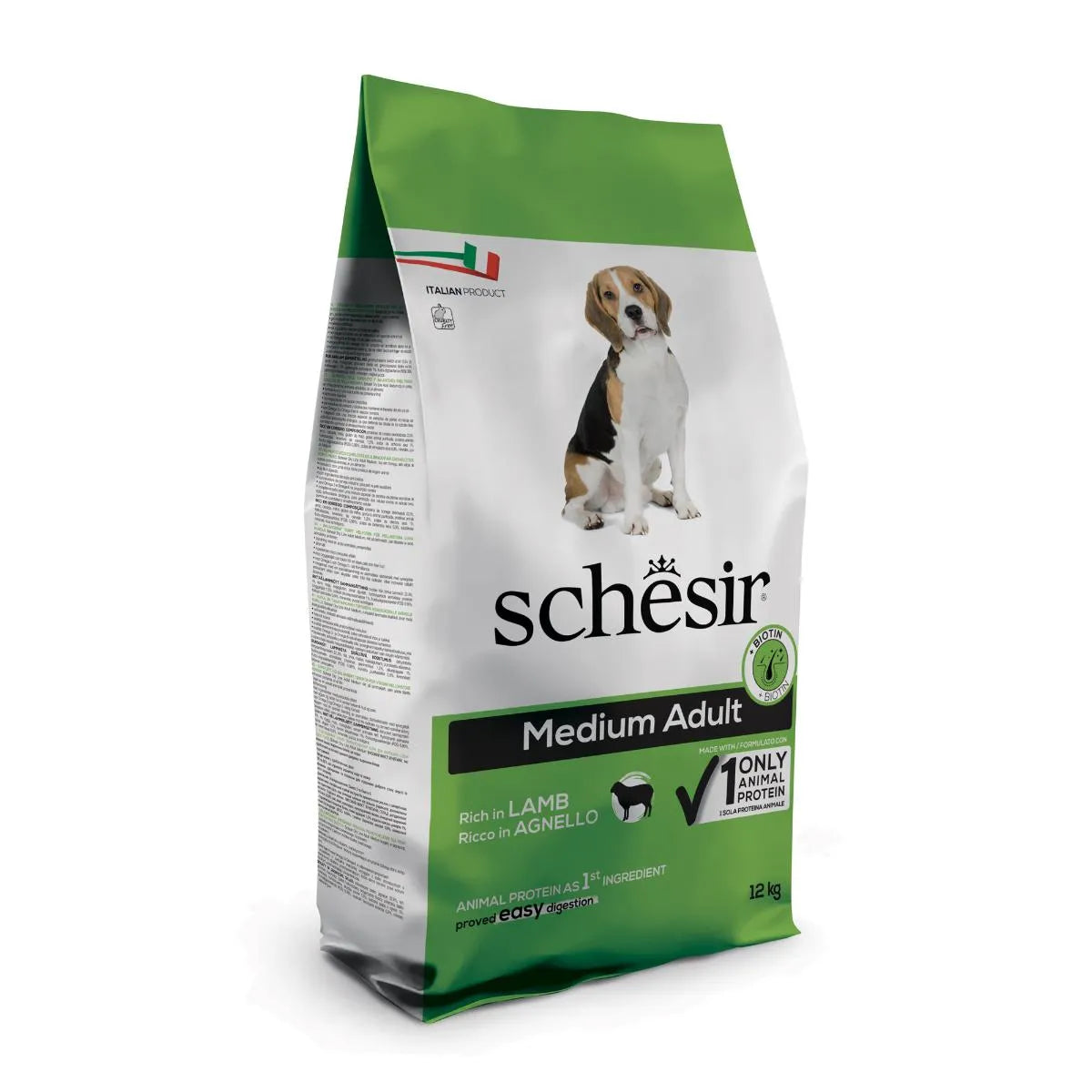 SCHESIR MONOPROTEICO MEDIUM CON AGNELLO 12 KG