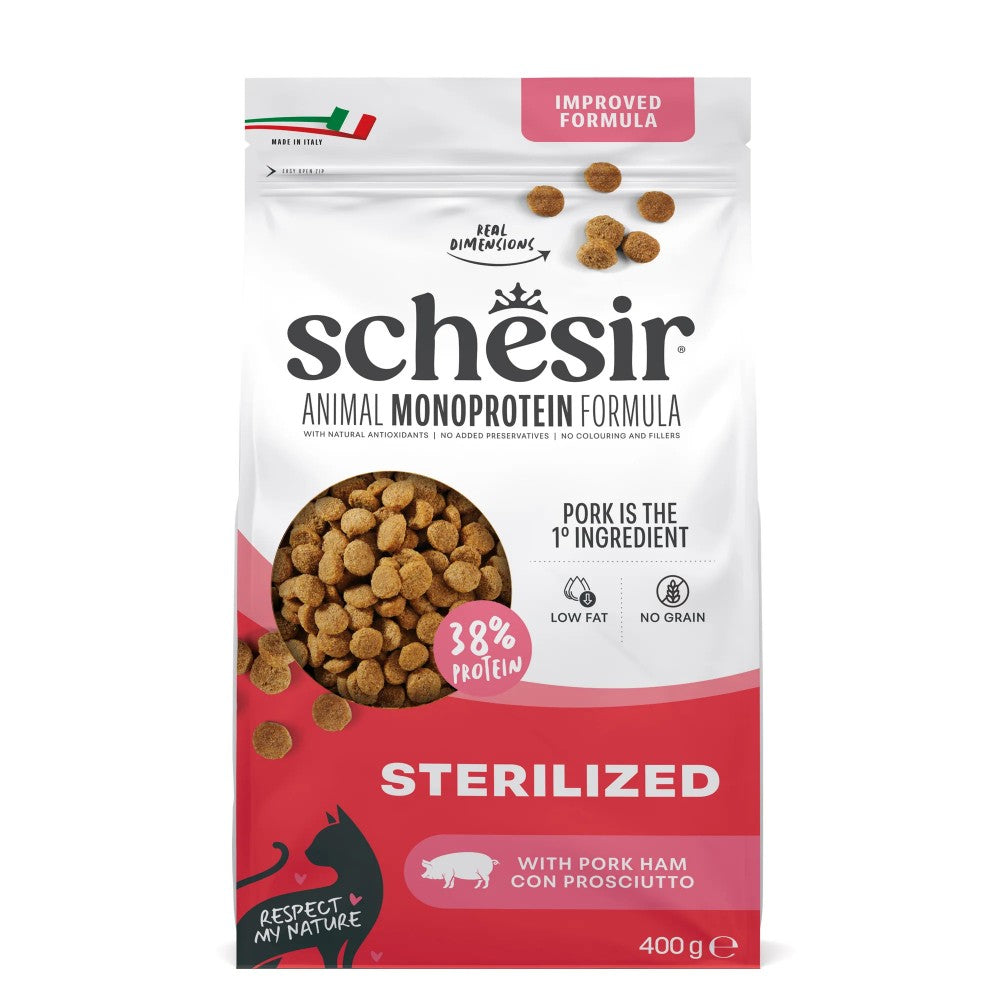 SCHESIR DRY CAT STERILIZZATO CON PROSCIUTTO DI MAIALE 400 GR